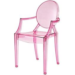 With Arms In Transparent Crystal Pink Dining Accent Chairs