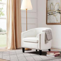 Faux Leather Nailhead, White