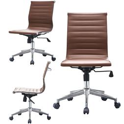 Mid Back Pu Leather Armless Desk Chair