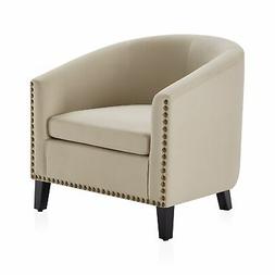 Upholstered Faux Leather/ Linen W/ Nailhead