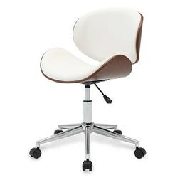 Modern Upholstered Leather Chrome Metal Base Swivel Office D