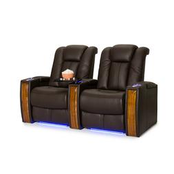 Seatcraft Monaco Brown Leather Power Recline Row of 2 Home T