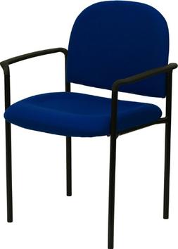 Navy Fabric Comfortable Stackable Steel Side Chair w/Arms