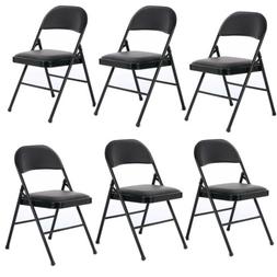 S Set Of 4/6 Pack Pvc Upholstered Padded Seat Metal Frame Bl