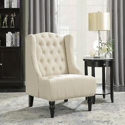NEW French Vintage Inspired Tall Wingback Light Beige Tufted