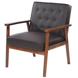 Single Sofa Seat Leisure Living Brown Wooden Sofa