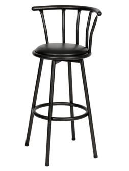NEW Single Black Bar Counter Height Stool Swivel Back Padded