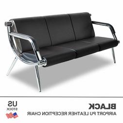 Bench 3-seat Reception Pu Leather Guest Sofa Seat