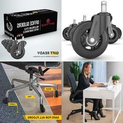 Caster Wheels  - Best Black 3 Inch Desk Chair Wheels - No Ch