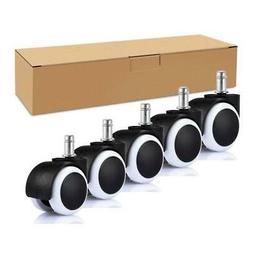 Casters Set Of 5 2 Inch Replacement Rubber Wheels, Heavy Dut