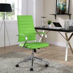 Highback W/ Caster Wheels Ribbed Vinyl Back In Bright Green