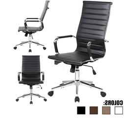 Pu Leather With Arms Wheels Swivel Tilt Adjustable Seat High