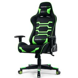 Racing Ergonomic Mesh Leather High-back Computer Chair-green