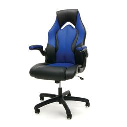 OFM Essentials Racecar Style Swivel Leather Gaming Chair, Bl