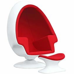 And Ottoman Red Accent White Egg Shell Chamber Shape #3021
