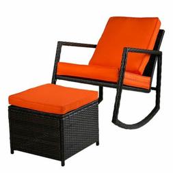 With Cushion Orange Ottoman Home