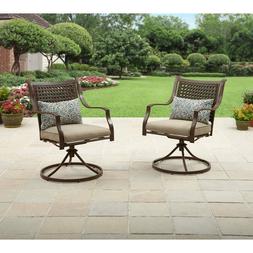 S Set Of 2 Swivel Steel Frame Includes Cushions Pillows