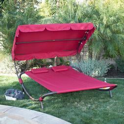Outdoor Patio Double Wide Patio Pool Hammock Bed Lounger - B