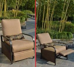 Beige Comfy Seat Woven Patio Deck Chair Lazy Furniture