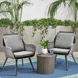 Pe Rattan Accent Chair With Grey Cushion Patio