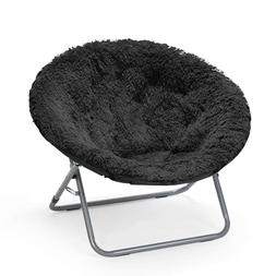 Urban Shop Oversized Mongolian Saucer Chair, Black