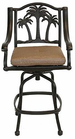 Palm Tree Outdoor Patio Bar Stools Cast Aluminum Dark Bronze