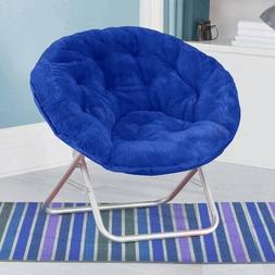 Cushion Frame Faux Fur Saucer Foldable Steel Blue Soft Loung