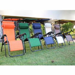 With Sunshade And Pillow Pool Beach Folding Chairs- 1 Pair