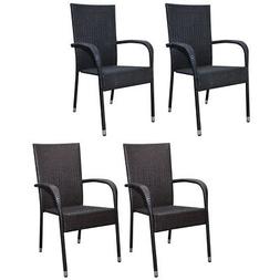 Set Of 2 Wicker Poly Rattan Black/brown