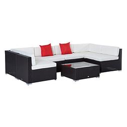 Outsunny 7 Piece Outdoor Patio Rattan Wicker Sofa Sectional 