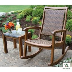 S Outdoor Eucalyptus Wood Chair Vintage Wicker Lawn Rocking