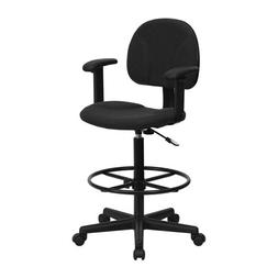 Offex Patterned Fabric Drafting Stool with Arms