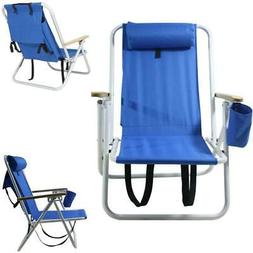 Backpack Folding Seat Camping Hiking Blue Solid Construct