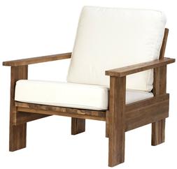 Reclaimed Teak Wood Frame Zippered Cover Linen White Cushion