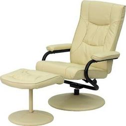 With Ottoman For Living Room Cream Leather Swivel Seat Footr