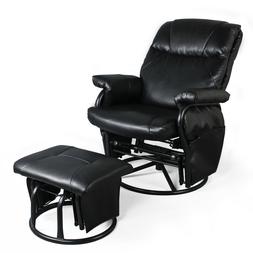 With Ottoman Living Room Chairs Faux Leather Glider Chair