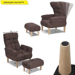 Lazy Sofa Chairs With Ottoman Seat Leisure Adjustable Back