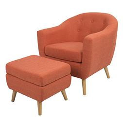 With Ottoman Included In Orange New