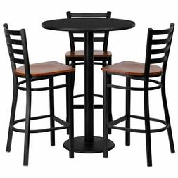 Flash Furniture Round Laminate Table Set with 3 Ladder Back 