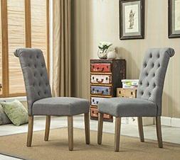 Roundhill Furniture Habit Grey Solid Wood Tufted Parsons Din