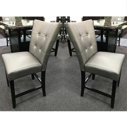Set of 2 - 24" Seat Height Faux Leather Dining Chair
