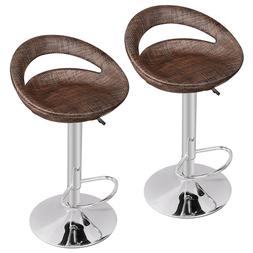 Set of 2 Adjustable Modern Pub Hydraulic Swivel Wicker Bar S