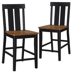 S Wooden Seat Distressed Wood & Black