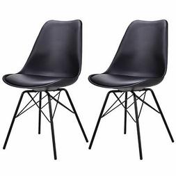 Upholstered Armless W/ Padded Seat Metal Legs Black