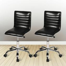 Pu Leather Adjustable Height Swivel Armless Desk Seat