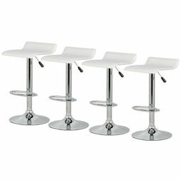 Set of 4 Bar Stool Adjustable Height Leather Counter Swivel 