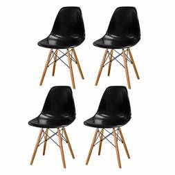 Pre Assembled Mid-century Modern Style Plastic Chair Black