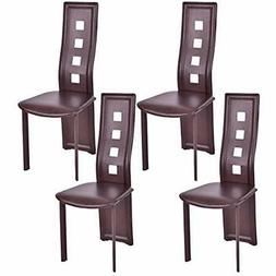 Set Of 4 Dining Chairs, Heavy Duty Iron Frame, Ergonomic Cur