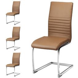 High Back Pu Leather With Chrome Metal Base Brown