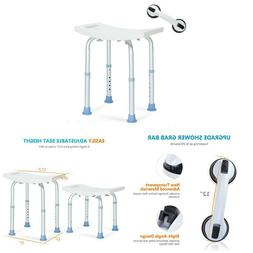Adjustable Bath Stool With Grab Bar For Elderly Bathroom Ass